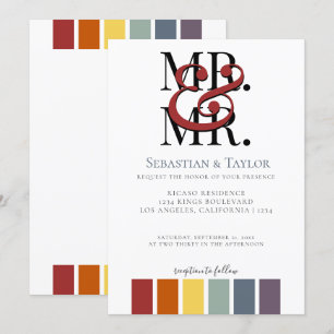Herr und Herr Rainbow Gay Elegant Wedding Ankündigung