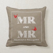 Herr und Herr White Lace Word Art Red Butterflies