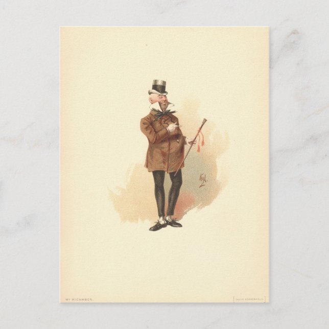 Herr Wilkins Micawber David Copperfield Postkarte (Vorderseite)