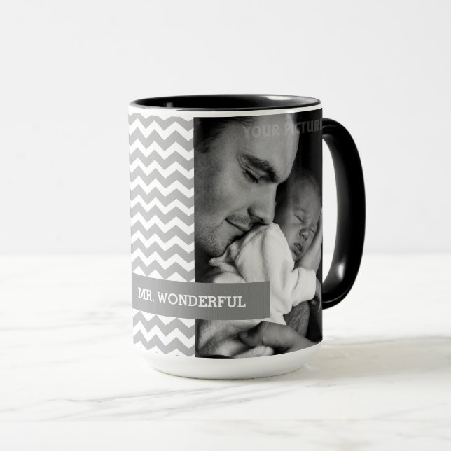 Herr Wonderful. Custom Foto Vatertag Geschenk Tasse (VorderseiteRechts)