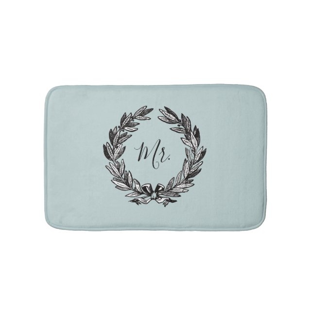 Herr Wreath Turquoise Bath Mat Badematte (Vorderseite)