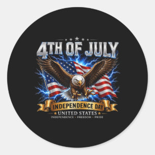Herren 4. Juli-Shirt Männer Patriotisch Freiheit Runder Aufkleber