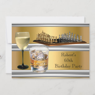 Herren 60. Geburtstagsfeier Schach Set Getränke Go Einladung
