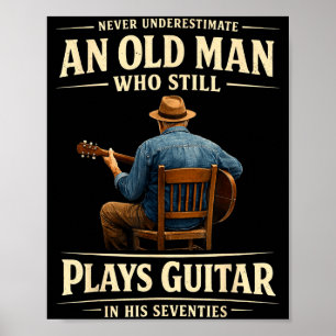 Herren 70. Geburtstag Akustikgitarre Spieler vinta Poster
