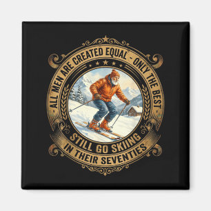 Herren 70. Geburtstag geht Ski fahren Vintage-Skif Magnet