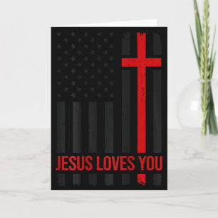 Herren Amerikanische Flagge Jesus liebt dich Chris Karte