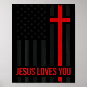 Herren Amerikanische Flagge Jesus liebt dich Chris Poster