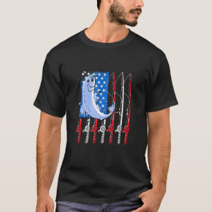 Herren Angeln Amerikanische Flagge Vintage USA Bas T-Shirt