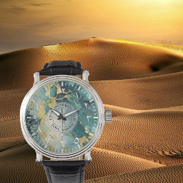 Herren-Aquamarine goldene Marmorbeobachtung - Schw Armbanduhr