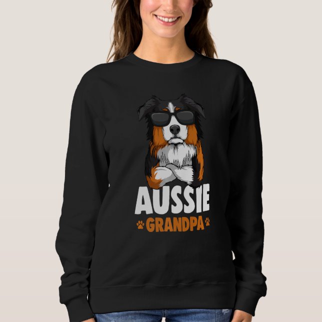 Herren Australian Shepherd Aussie Opa Hund Prämie Sweatshirt (Vorderseite)