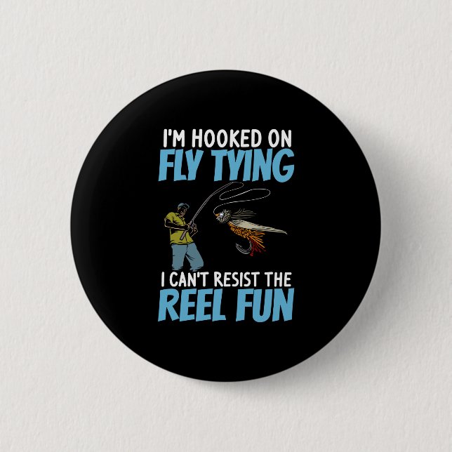 Herren Bachforellen-Angler Rolle Fliege Button (Vorderseite)