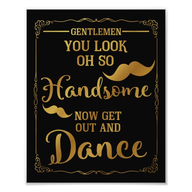 Herren Badezimmer Hochzeitszeichen Gold Fotodruck (Vorne)