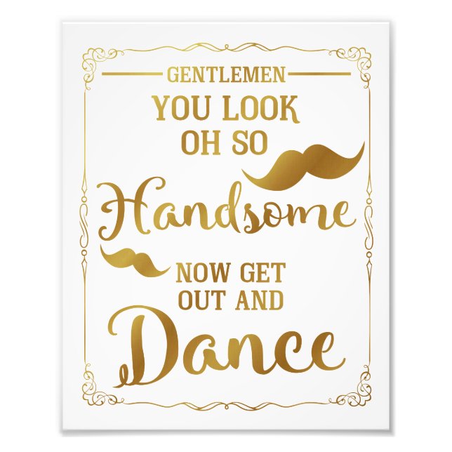 Herren Badezimmer Hochzeitszeichen Gold Fotodruck (Vorne)