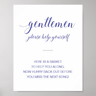 Herren-Badezimmer-Korb Navy Blau Hochzeitsschild Poster