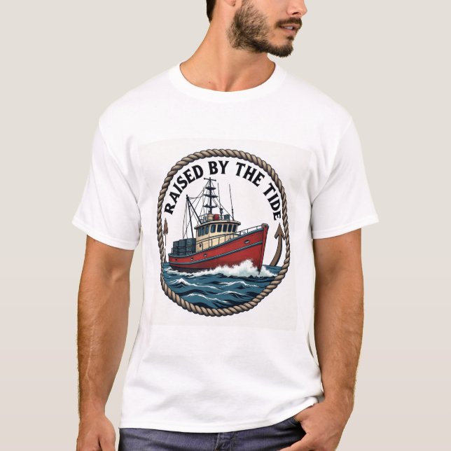 Herren Basic "Raised by the Tide" Grafik T-Shirt (Vorderseite)