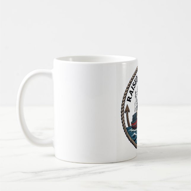 Herren Basic "Raised by the Tide" Grafik T-Shirt Kaffeetasse (Links)