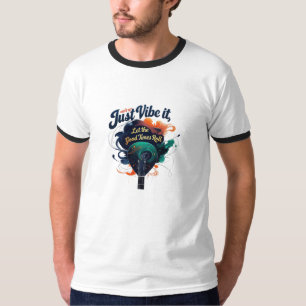 Herren Basic Ringerr-Shirt mit Gitarrenkunst T-Shirt