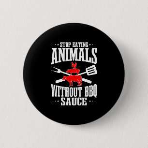 Herren BBQ-Liebhaber grillt Barbecue-Chef Brisket- Button