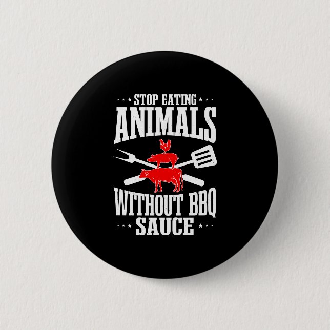 Herren BBQ-Liebhaber grillt Barbecue-Chef Brisket- Button (Vorderseite)