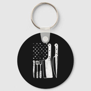 Herren BBQ USA-Flagge patriotisch 4. Juli Meister Schlüsselanhänger