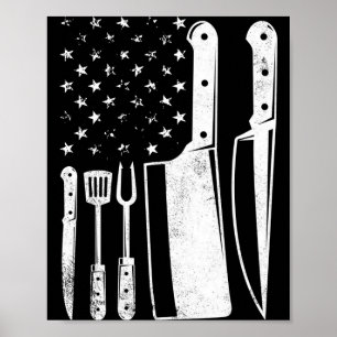 Herren BBQ USA-Flagge patriotischer 4. Juli Meiste Poster