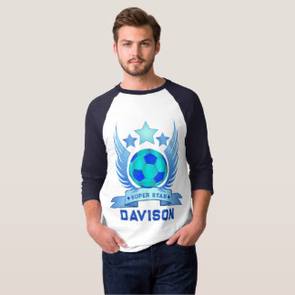 Herren Blaue Fußball-Star-Design T-Shirt