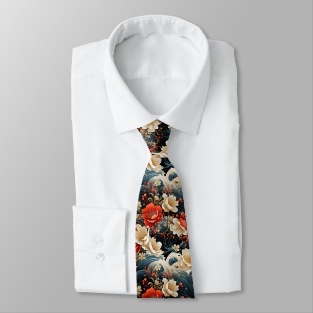 Herren-Blume-Muster Neck Tie Krawatte (Gebunden)