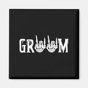 Herren Bräutigam Skelett Rock Hand Halloween Hochz Magnet