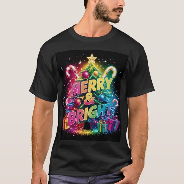Herren Bright & Bold Neon Weihnachtsferien Vibes T-Shirt (Vorderseite)