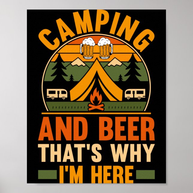 Herren Camping Bier Camp Leben Wald Camper Poster (Vorne)