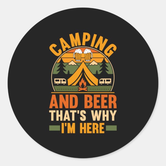 Herren Camping Bier Camp Leben Wald Camper Runder Aufkleber (Vorderseite)