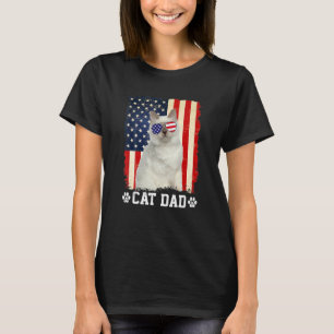 Herren Coole Katze Vater Amerikanische Flagge Vate T-Shirt