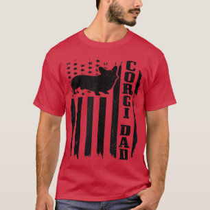 Herren Corgi Vater Vintage Amerikanische Flagge Pa T-Shirt