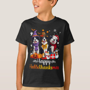 Herren Damen Border Collie Hund Weihnachten Hallow T-Shirt