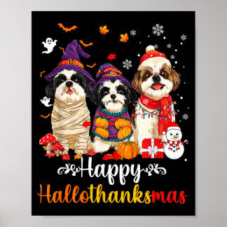 Herren Damen Shih Tzu Hund Weihnachten Halloween Poster