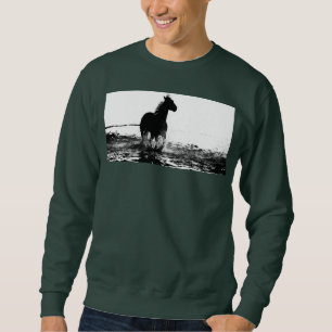 Herren Deep Forest Green Sweatshirt Running Horse