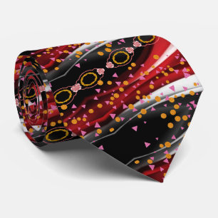 Herren Designer Krawatten Abstract Rot Schwarz Wei