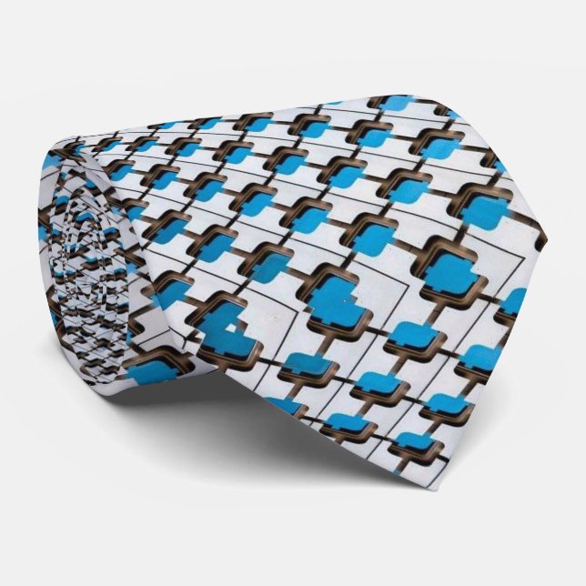 Herren Designer Krawatten Blau Grau (Gerollt)