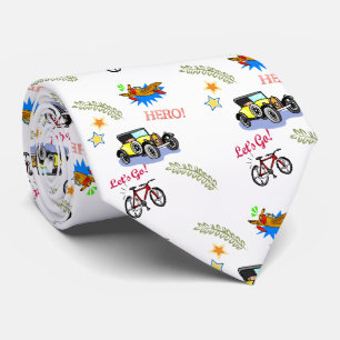 Herren Designer Krawatten Held Fahrrad Auto Flugze