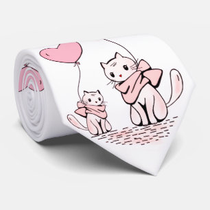 Herren Designer Krawatten Katze Rosa Herzen