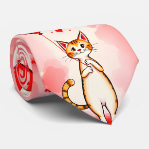 Herren Designer Krawatten Katze Rote Herzen