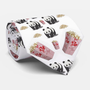 Herren Designer Krawatten Panda Bär Popcorn