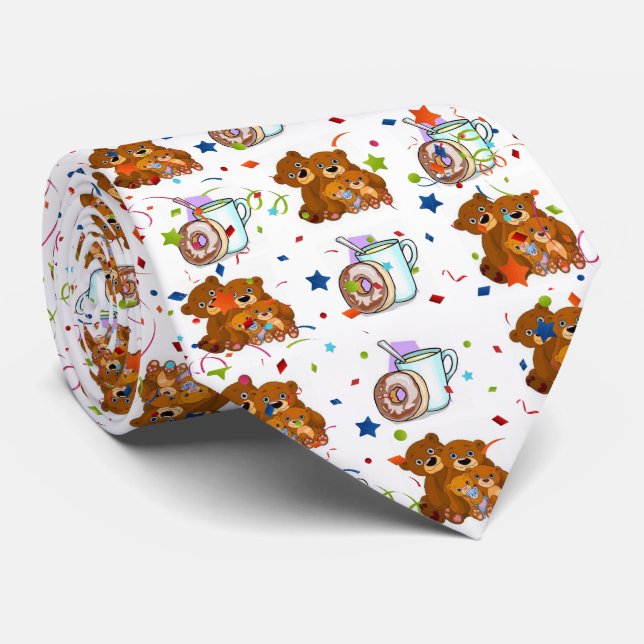 Herren Designer Teddybär Krawatte (Gerollt)