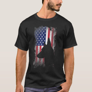 Herren Deutsche Schafrasse Amerikanische Flagge U T-Shirt