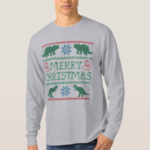 Herren Dinosaurier Langschläfer Ugly Weihnachts-T T-Shirt