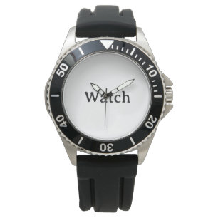 Herren Edelstahl Schwarz Gummi Armband Armbanduhr