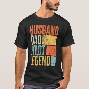 Herren Ehemann Vater Pilot Legende Bestes Retro Vi T-Shirt