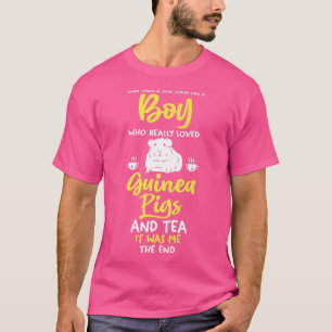 Herren Ein Junge, der Tee und Meerschweinchen lieb
