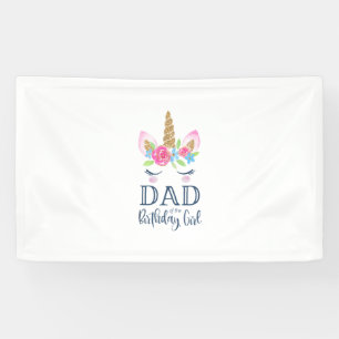 Herren Einhorn Dad of the Birthday Girl passendes  Banner