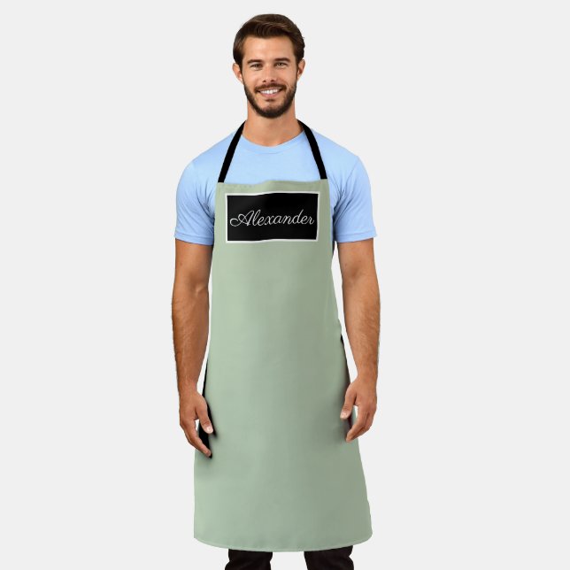 Herren-eleganter Sage Green Name Moderner einfache Schürze (Getragen)